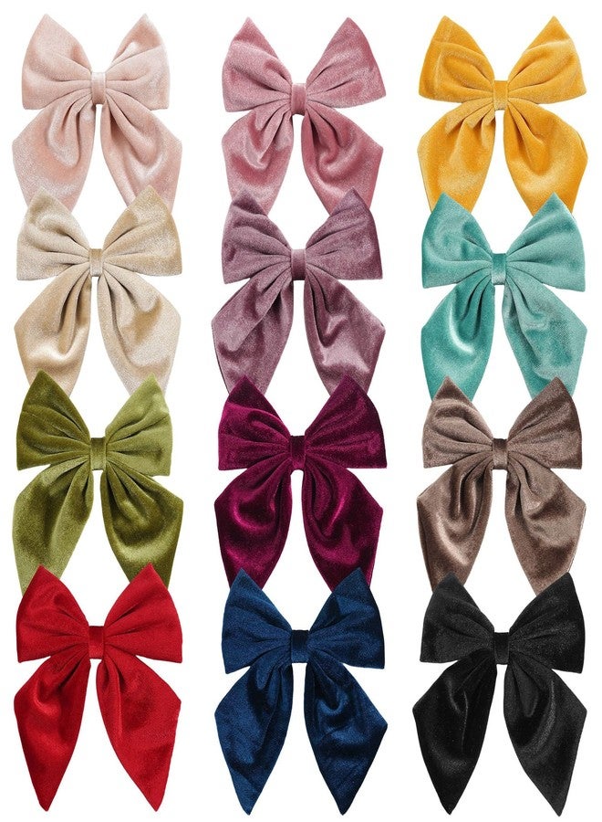 Spenlly Women Teens Girls Velvet Hair Bows Clip Kids Little Girls Hair Bow Alligator Clip Hair Barrettes Headwear Hair Accessories (Navy) - Image 5